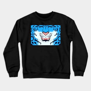 Blue Snow Leopard Face Crewneck Sweatshirt